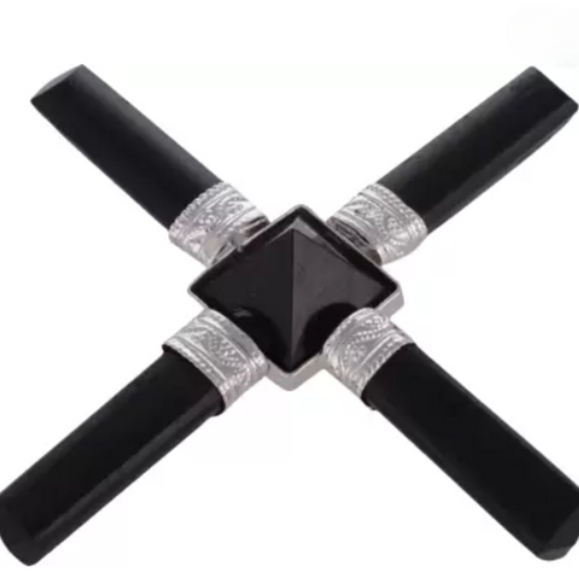 Reiki Healing Black Tourmaline Crystal Generator Pyramid for Vastu Dosh Feng Shui 4 Point Black Tourmaline Generator for Energy Positivity Crystal Healing