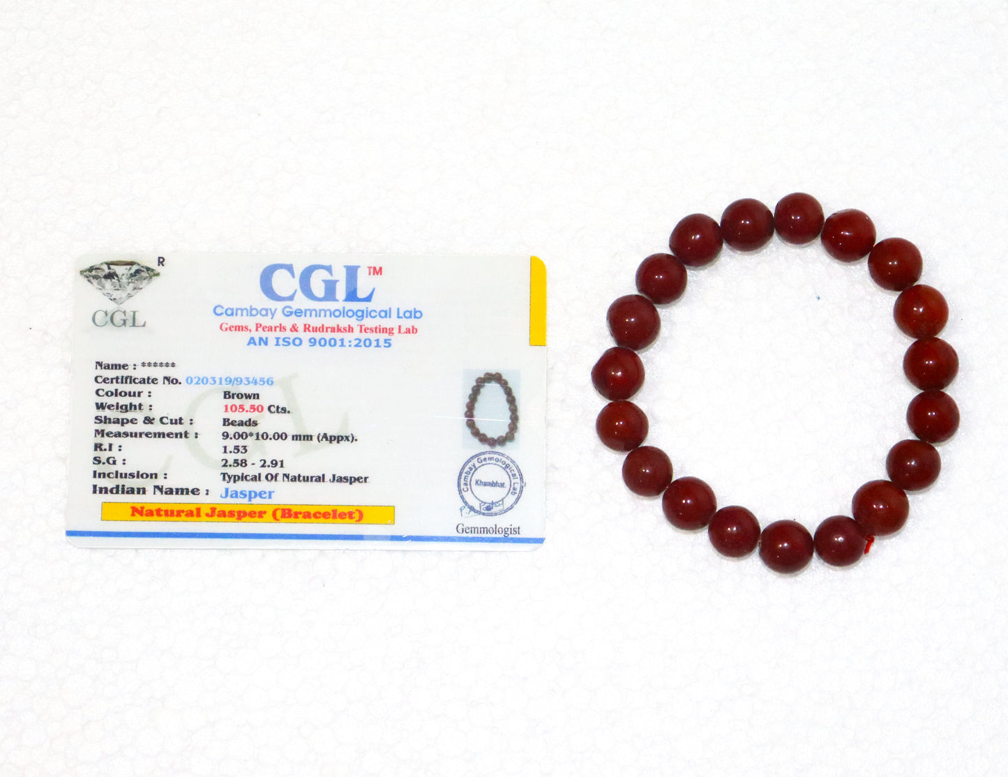 Red Jasper Certified 8mm Beads Bracelet