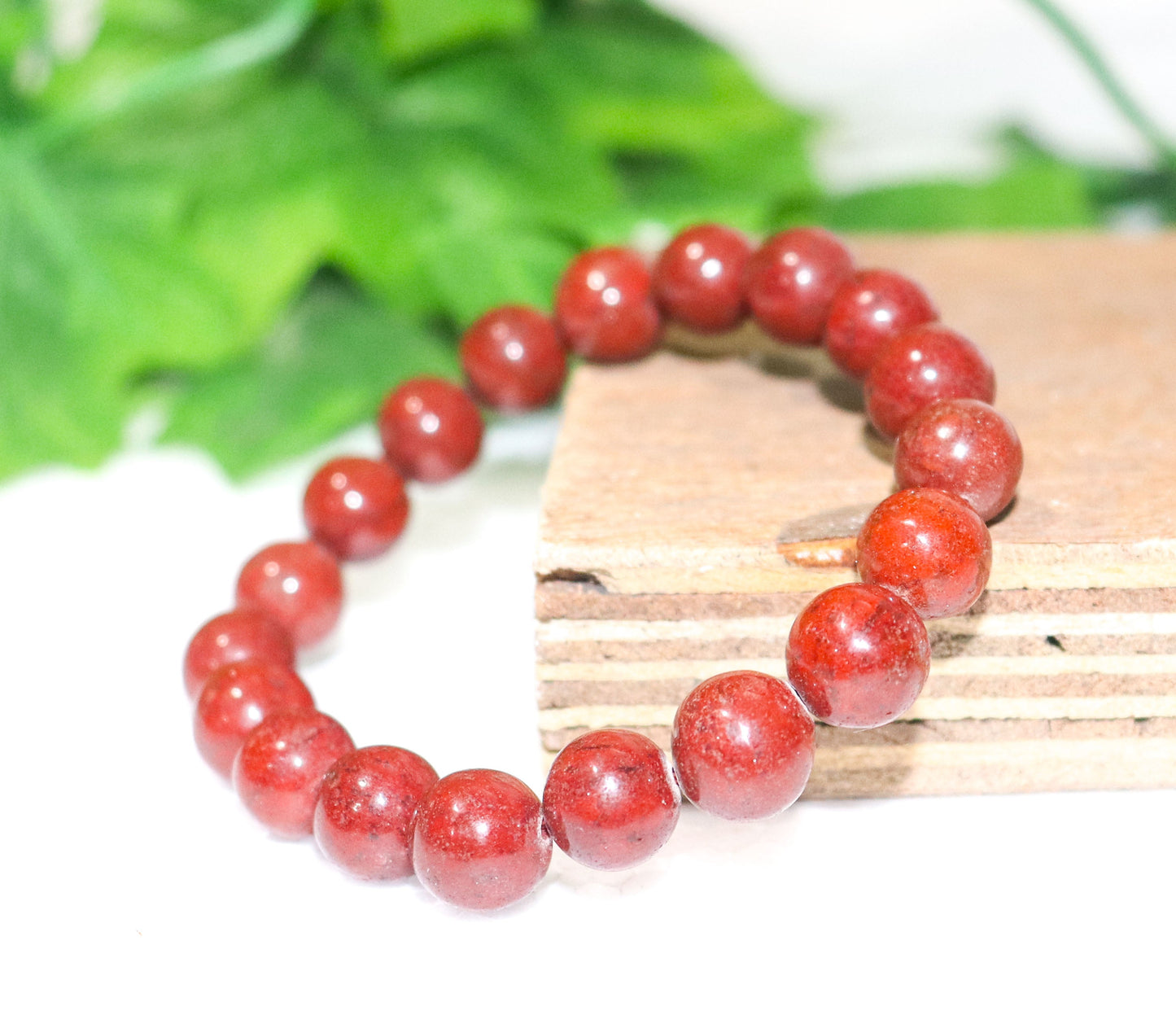 Red Jasper Certified 8mm Beads Bracelet