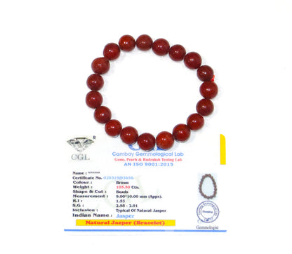 Red Jasper Certified 8mm Beads Bracelet