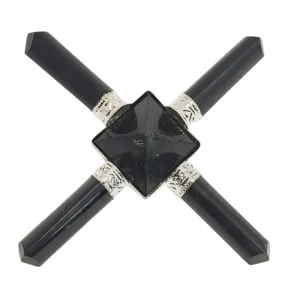 Reiki Healing Black Tourmaline Crystal Generator Pyramid for Vastu Dosh Feng Shui 4 Point Black Tourmaline Generator for Energy Positivity Crystal Healing