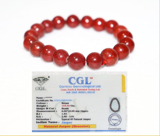 Red Jasper Certified 8mm Beads Bracelet