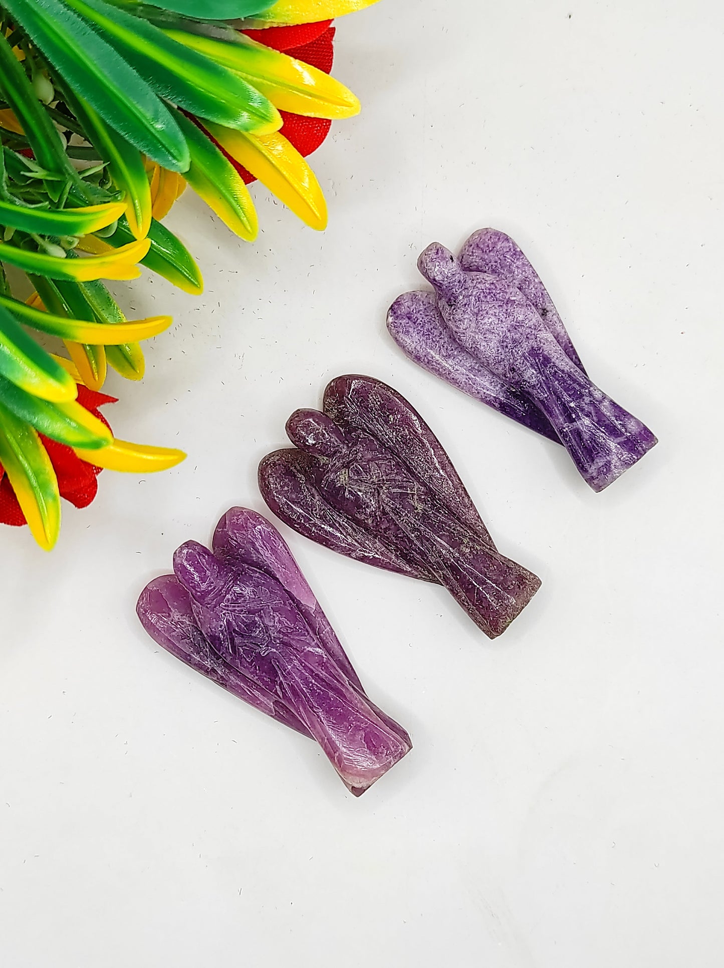 Lepidolite Angel 2 Inches, Guardian Angels-Pack Of 1 with Velvet Pouch