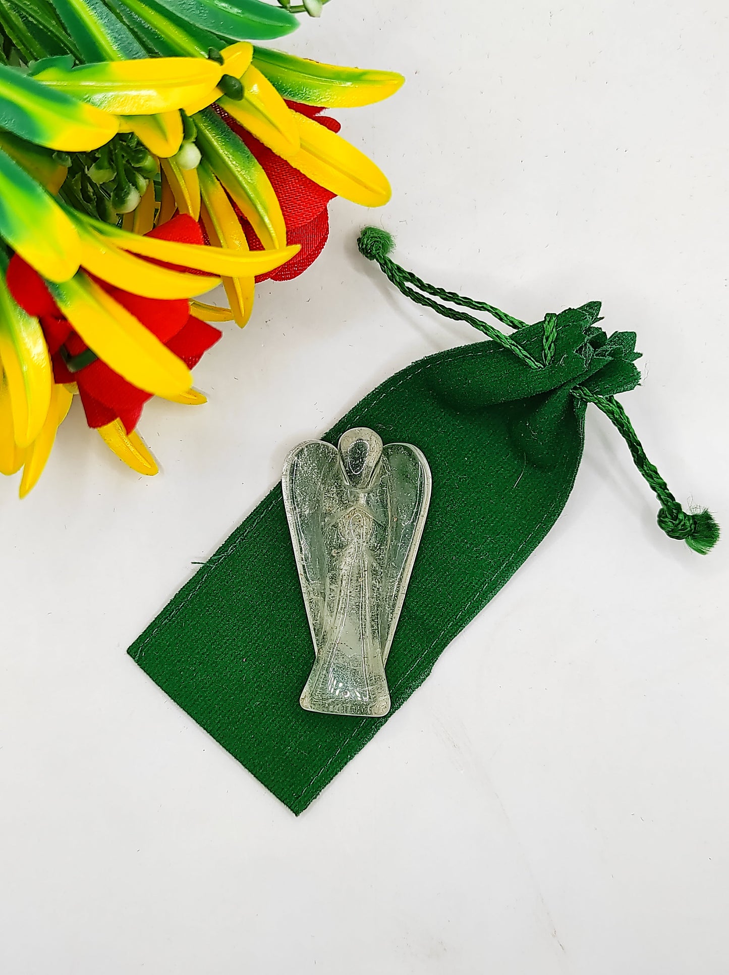 Quartz Crystal Angel 2 Inches,Guardian Angels-Pack Of 1 with Velvet Pouch