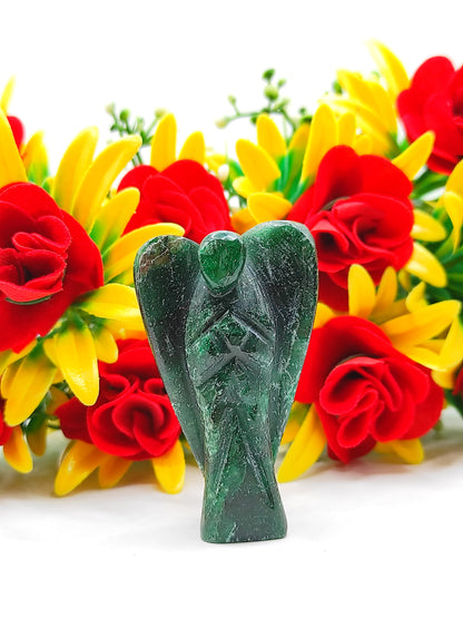 Green Jade Angel 2 Inches, Guardian Angels-Pack Of 1 with Velvet Pouch