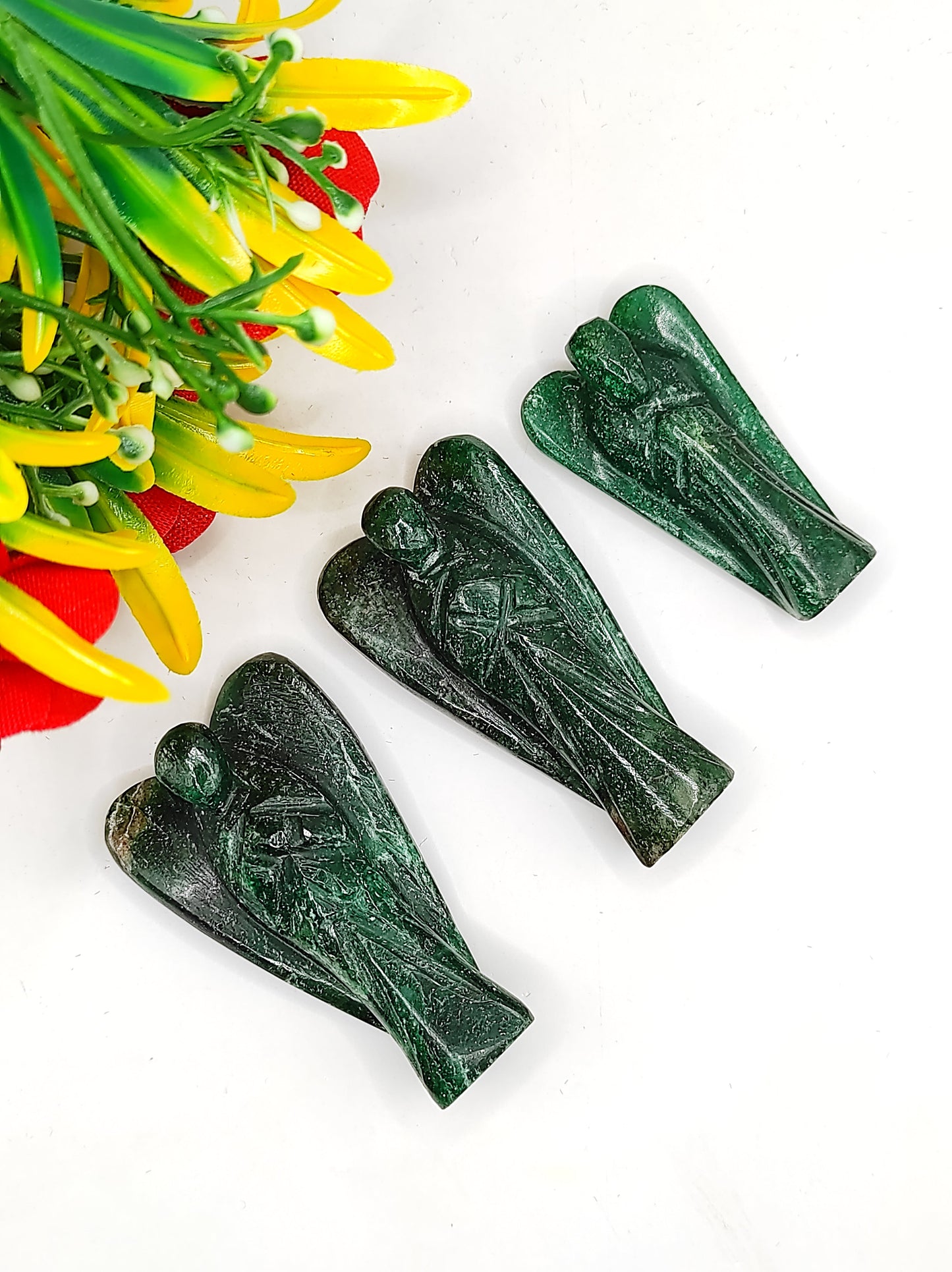 Green Jade Angel 2 Inches, Guardian Angels-Pack Of 1 with Velvet Pouch