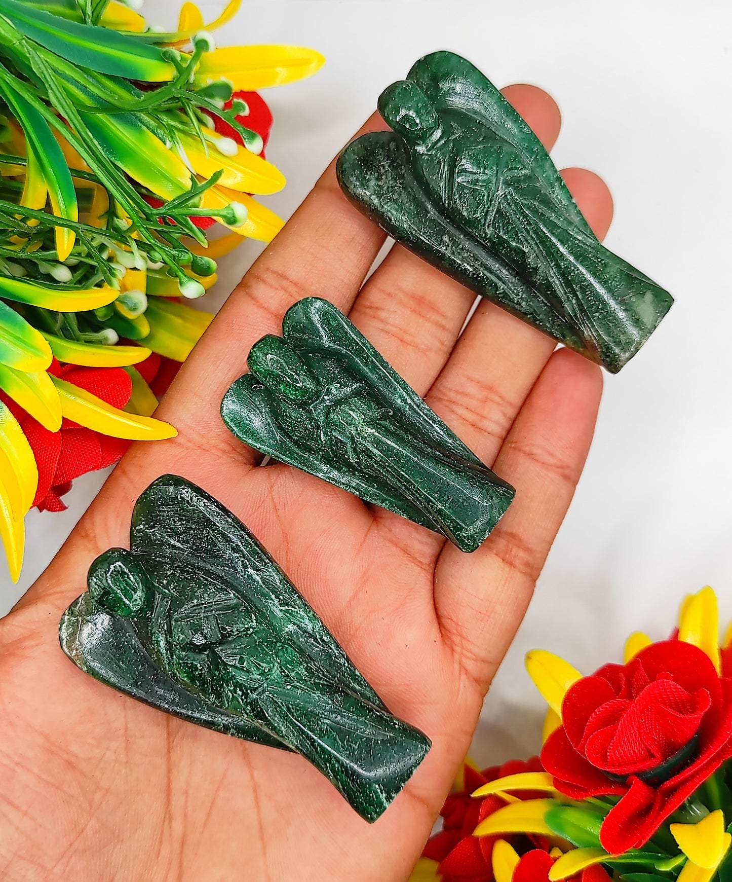 Green Jade Angel 2 Inches, Guardian Angels-Pack Of 1 with Velvet Pouch