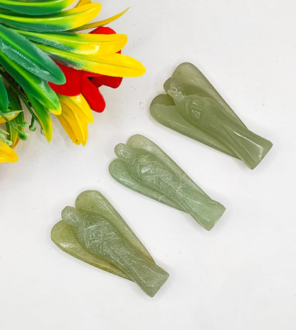 Green Aventurine Angel 2 Inches, Guardian Angels-Pack Of 1 with Velvet Pouch