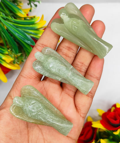 Green Aventurine Angel 2 Inches, Guardian Angels-Pack Of 1 with Velvet Pouch