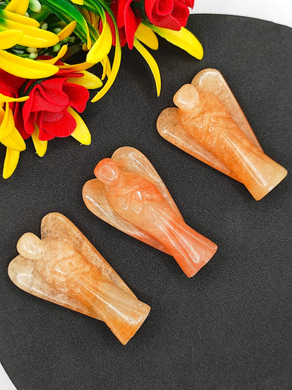 Orange Aventurine Angel 2 Inches, Guardian Angels-Pack Of 1 with Velvet Pouch