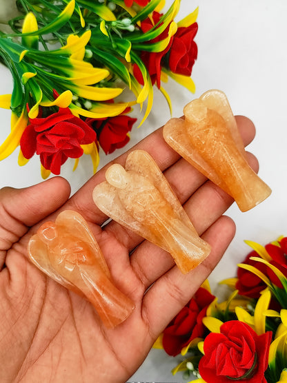 Orange Aventurine Angel 2 Inches, Guardian Angels-Pack Of 1 with Velvet Pouch