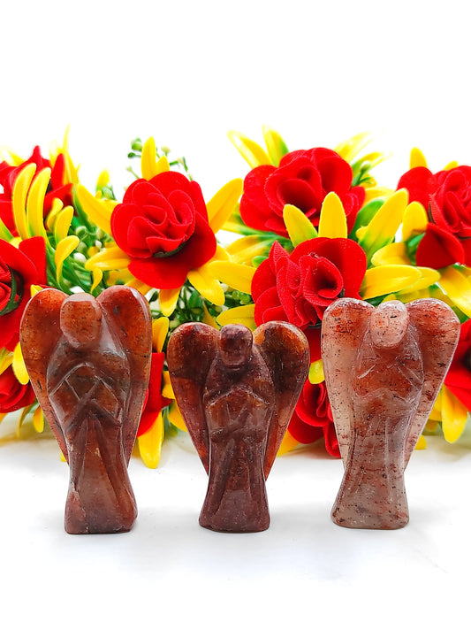 Red Aventurine Angel 2 Inches, Guardian Angels-Pack Of 1 with Velvet Pouch