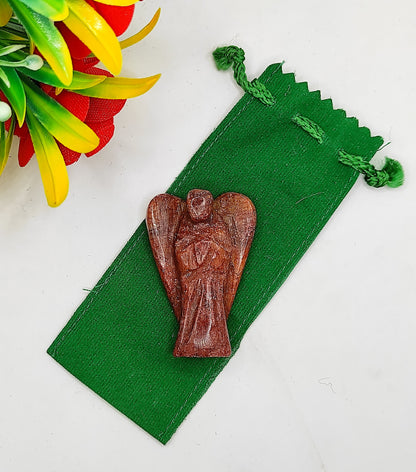 Red Aventurine Angel 2 Inches, Guardian Angels-Pack Of 1 with Velvet Pouch