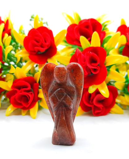 Red Aventurine Angel 2 Inches, Guardian Angels-Pack Of 1 with Velvet Pouch