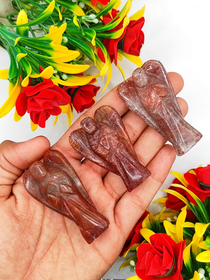 Red Aventurine Angel 2 Inches, Guardian Angels-Pack Of 1 with Velvet Pouch