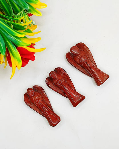 Red Jasper Angel 2 Inches, Guardian Angels-Pack Of 1 with Velvet Pouch