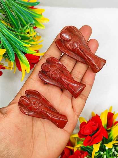 Red Jasper Angel 2 Inches, Guardian Angels-Pack Of 1 with Velvet Pouch