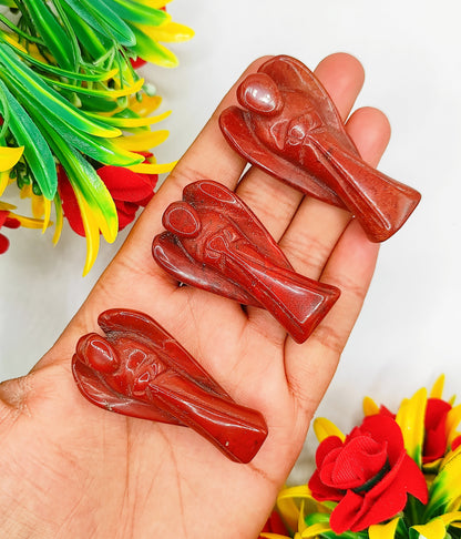 Red Jasper Angel 2 Inches, Guardian Angels-Pack Of 1 with Velvet Pouch