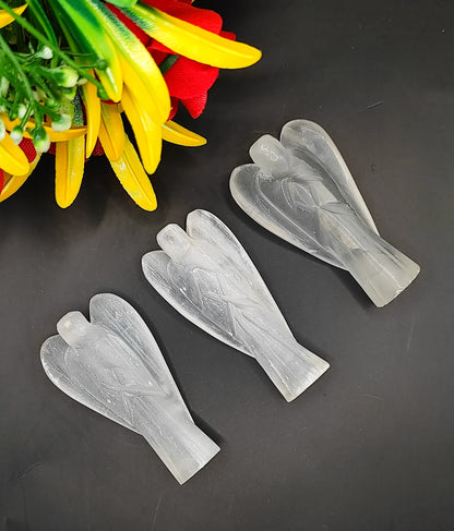 Selenite Angel 2 Inches, Guardian Angels-Pack Of 1 with Velvet Pouch