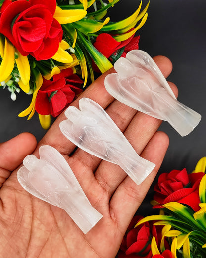 Selenite Angel 2 Inches, Guardian Angels-Pack Of 1 with Velvet Pouch