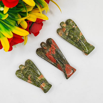 Unakite Angel 2 Inches, Guardian Angels-Pack Of 1 with Velvet Pouch