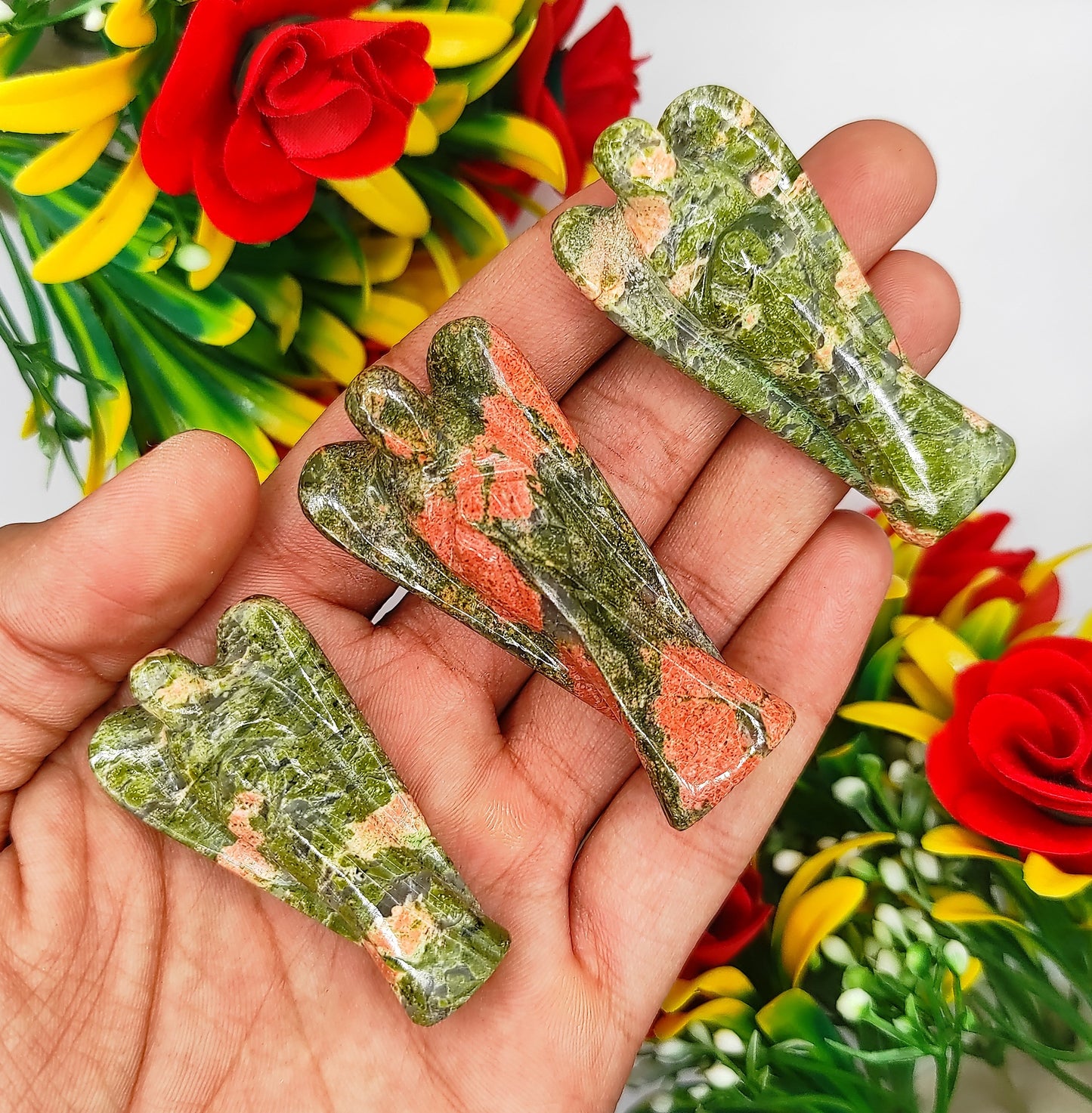 Unakite Angel 2 Inches, Guardian Angels-Pack Of 1 with Velvet Pouch