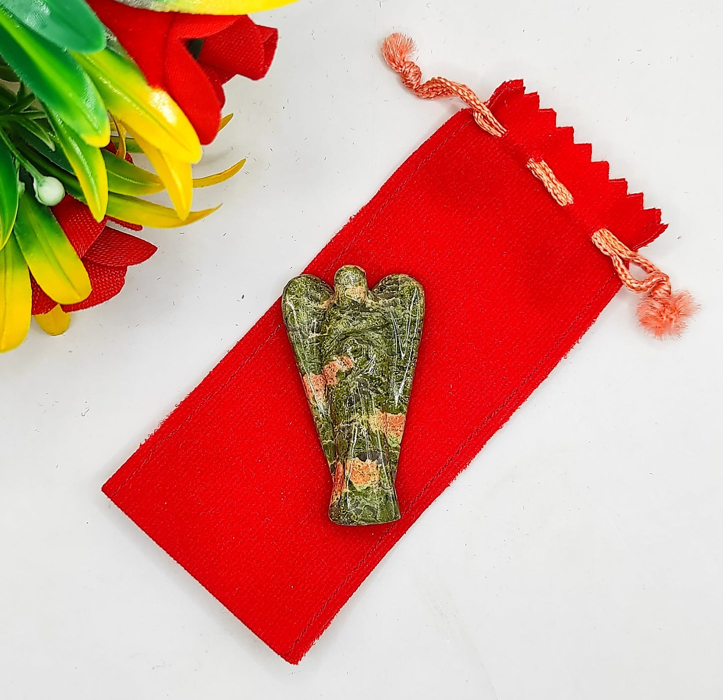 Unakite Angel 2 Inches, Guardian Angels-Pack Of 1 with Velvet Pouch