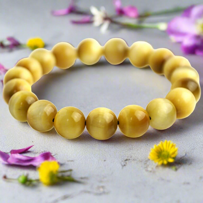 Yellow Cat's Eye 08mm beads Healing Bracelet