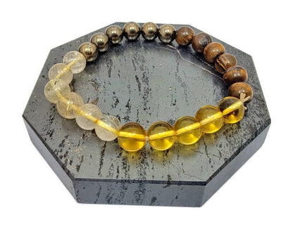 Multi gemstones(Citrine,Tiger,Pyrite,Quartz) 8mm beads Bracelet