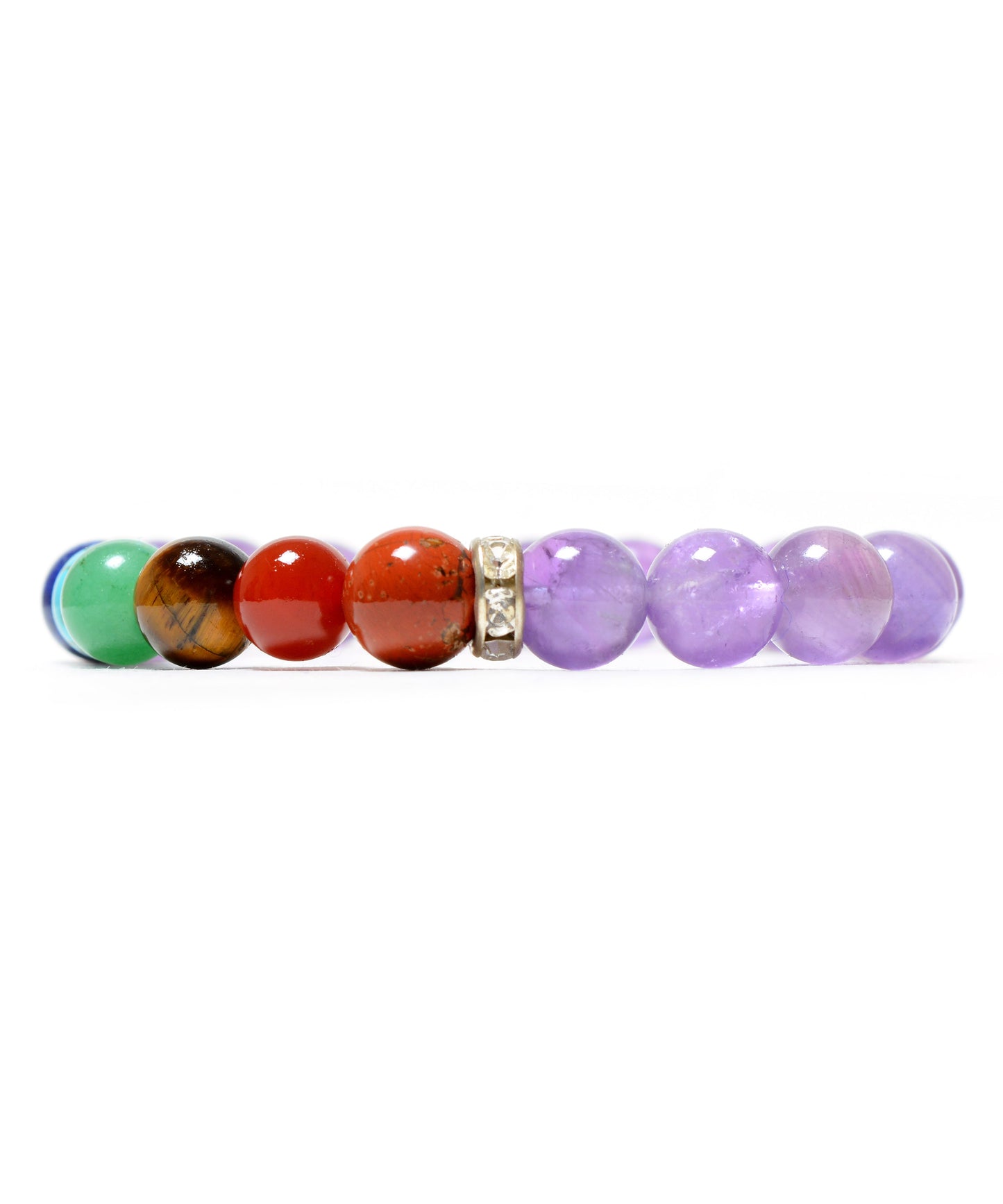 Seven Chakra Amethyst Beads(8mm) Bracelet 5-7 inch