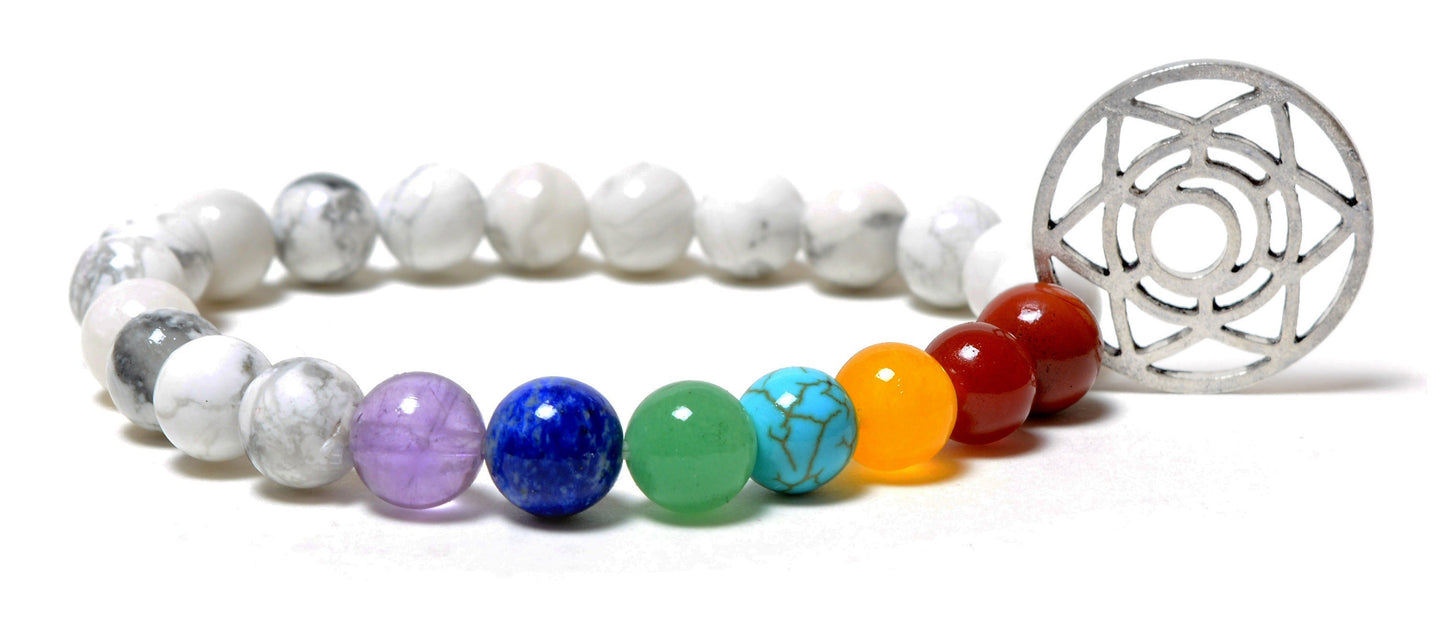 Seven Chakra Howlite Beads(8mm) Bracelets