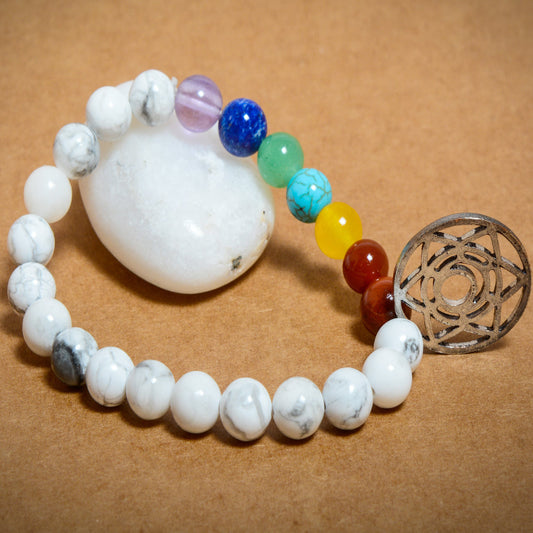 Seven Chakra Howlite Beads(8mm) Bracelets