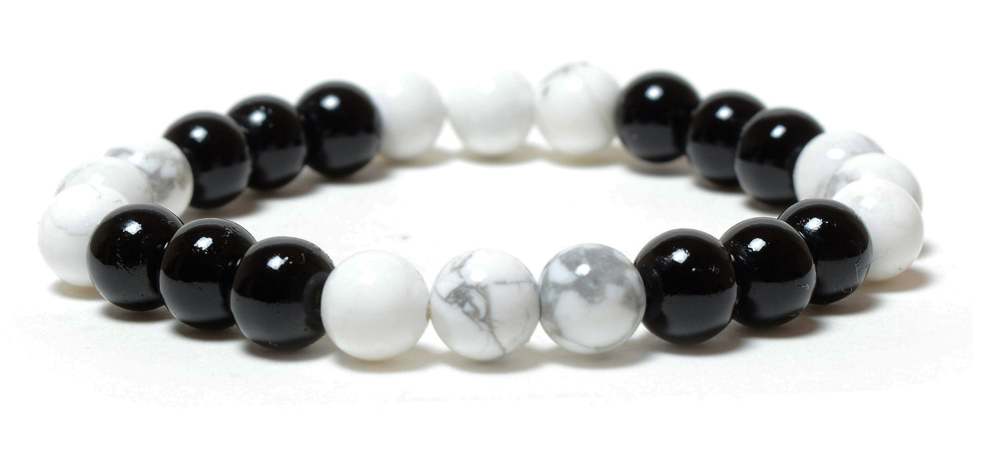 Mixed Gemstones Power Bracelet(Black Obsidian+Howlite)