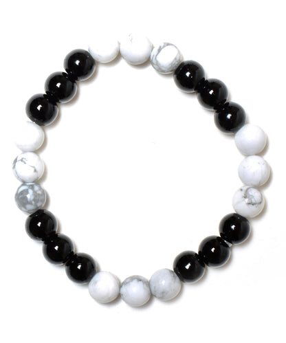 Mixed Gemstones Power Bracelet(Black Obsidian+Howlite)