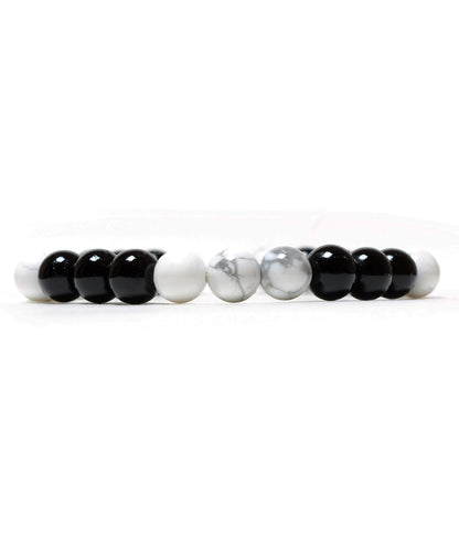 Mixed Gemstones Power Bracelet(Black Obsidian+Howlite)