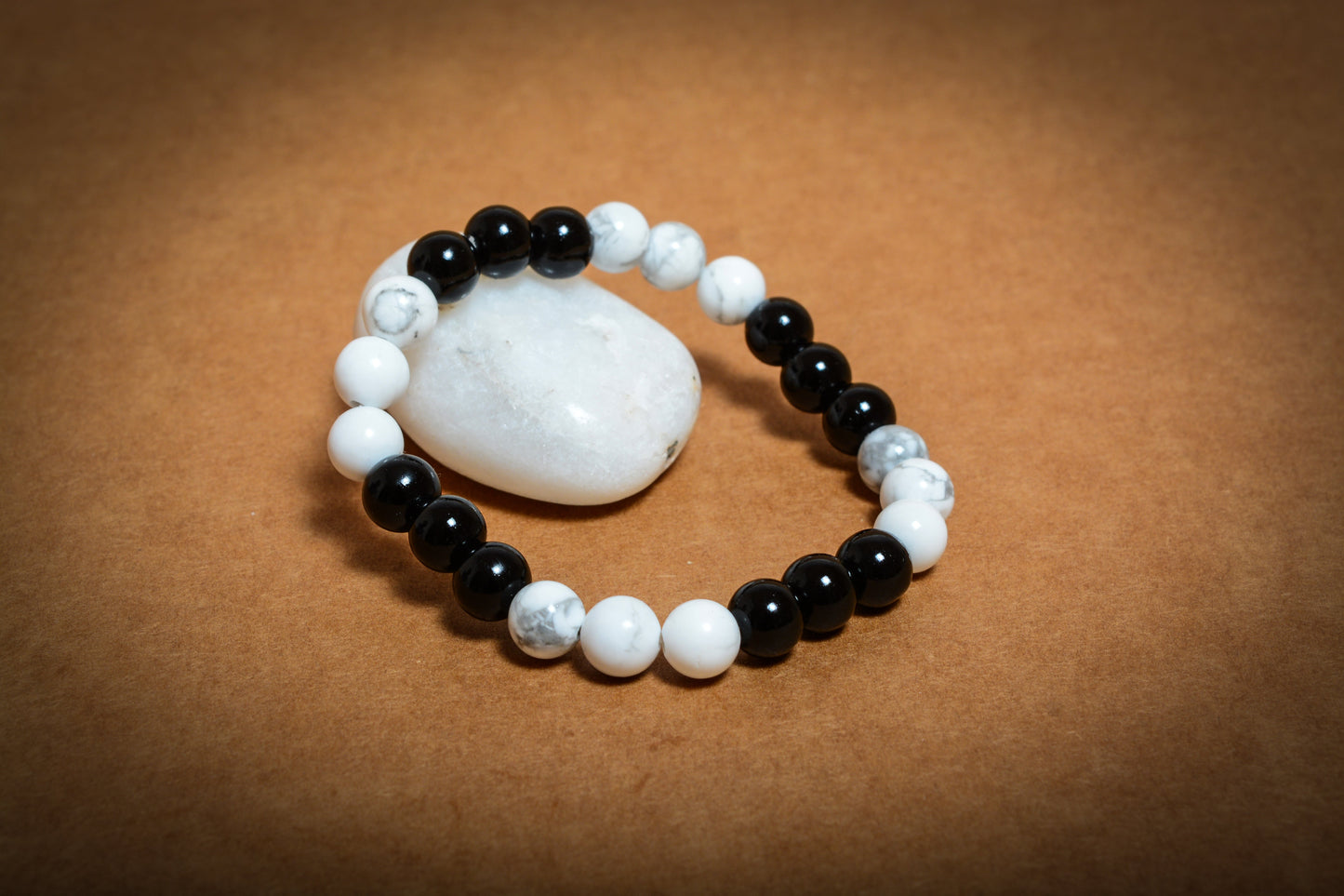 Mixed Gemstones Power Bracelet(Black Obsidian+Howlite)