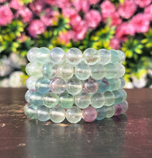 Fluorite Gemstone 10mm beads Bracelet