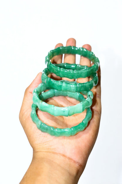 Green Aventurine Free Size Rectangle Beads Bracelet(Pack of 1)