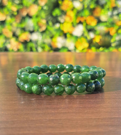 Green Jade Diamond Cut Bracelet