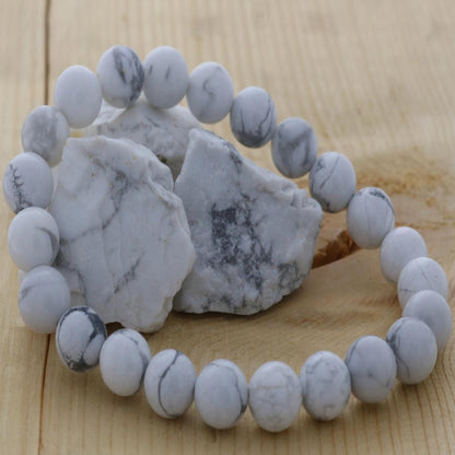 Howlite 08mm beads Gemstone Bracelet