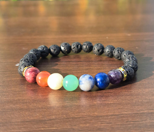 7 Chakra Lava Bead Bracelet – Balance, Energy & Spiritual Healing