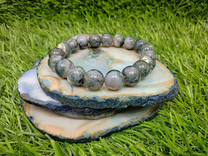 Moss Agate Gemstone 10mm beads Bracelet