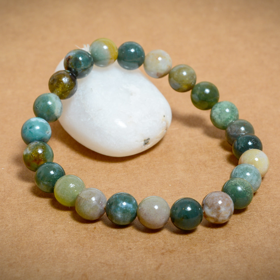 Moss Agate 08mm beads bracelet