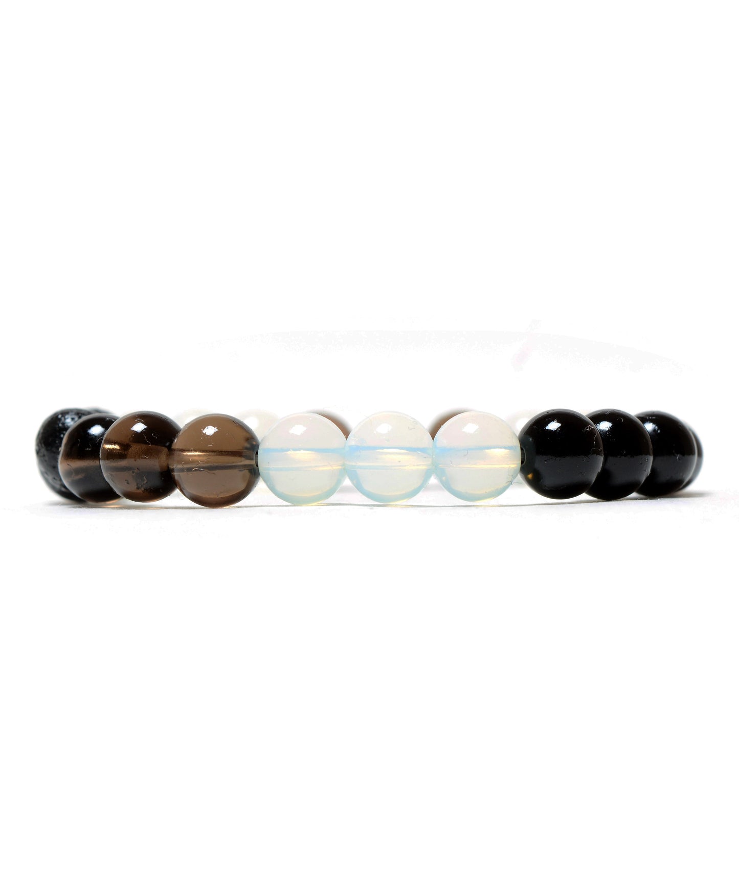 Multi Gemstone Power Beads Bracelets - Opalite,Smokey Crystals,Lava,Black Obsidian