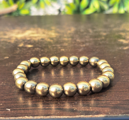 Golden Pyrite Bead Bracelet – Wealth, Protection & Confidence