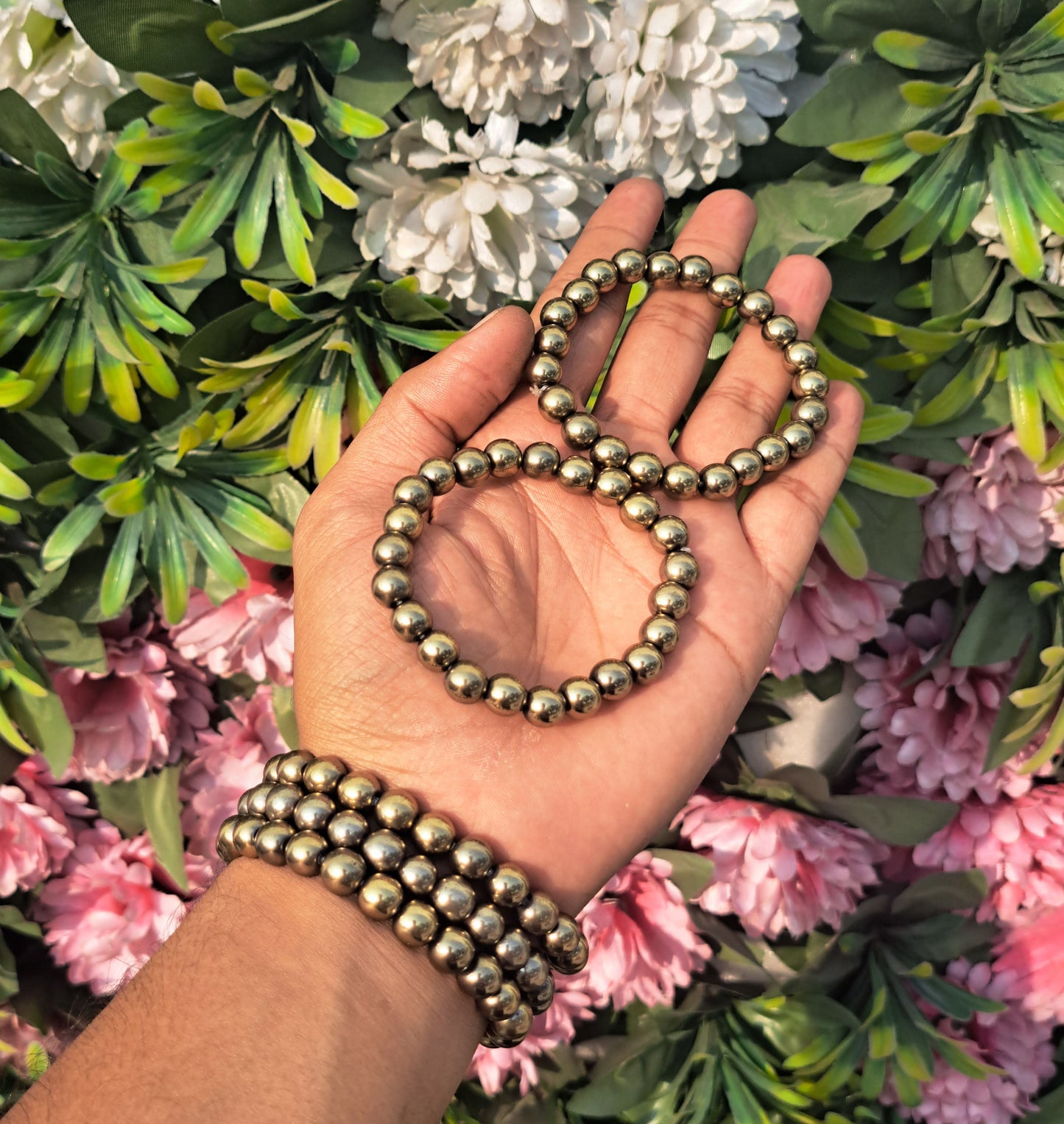 Golden Pyrite Bead Bracelet – Wealth, Protection & Confidence