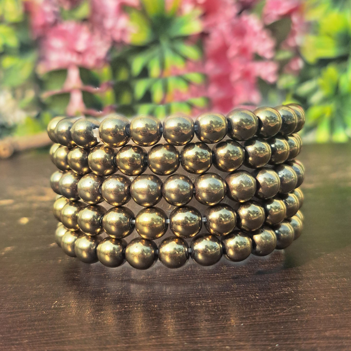 Golden Pyrite Bead Bracelet – Wealth, Protection & Confidence