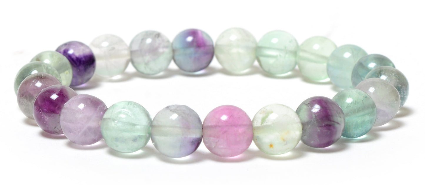 Rainbow Fluorite 08mm Beads Bracelet