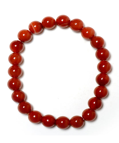 Red Carnelian Banded (08mm) beads bracelet