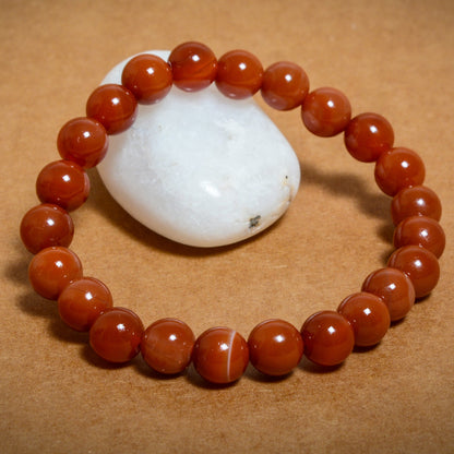 Red Carnelian Banded (08mm) beads bracelet